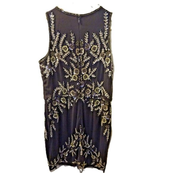 Adrianna Papell Beaded Gown‎ Sz 6 Purple Sleeveless Formal Evening Dress - Picture 6 of 11